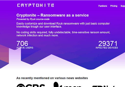 Cryptonite ransomware as a service