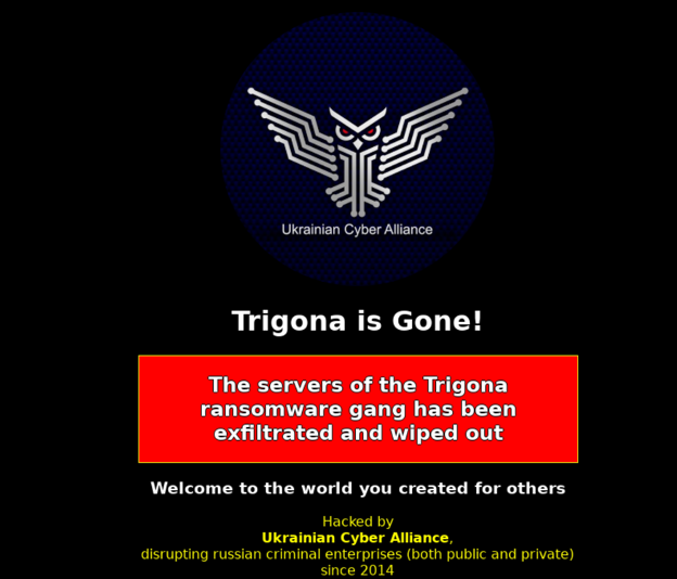 Figure 6: Trigona’s data-leak site displaying message from Ukrainian Cyber Alliance (October 2023)