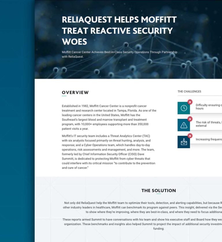 ReliaQuest Helps Moffitt Treat Reactive Security Woes